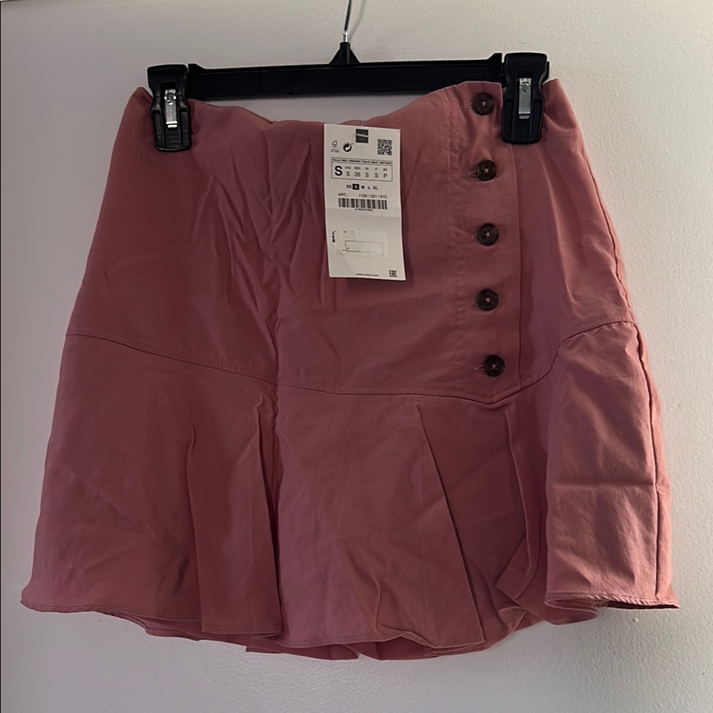 Pink Buttoned Mini Skort